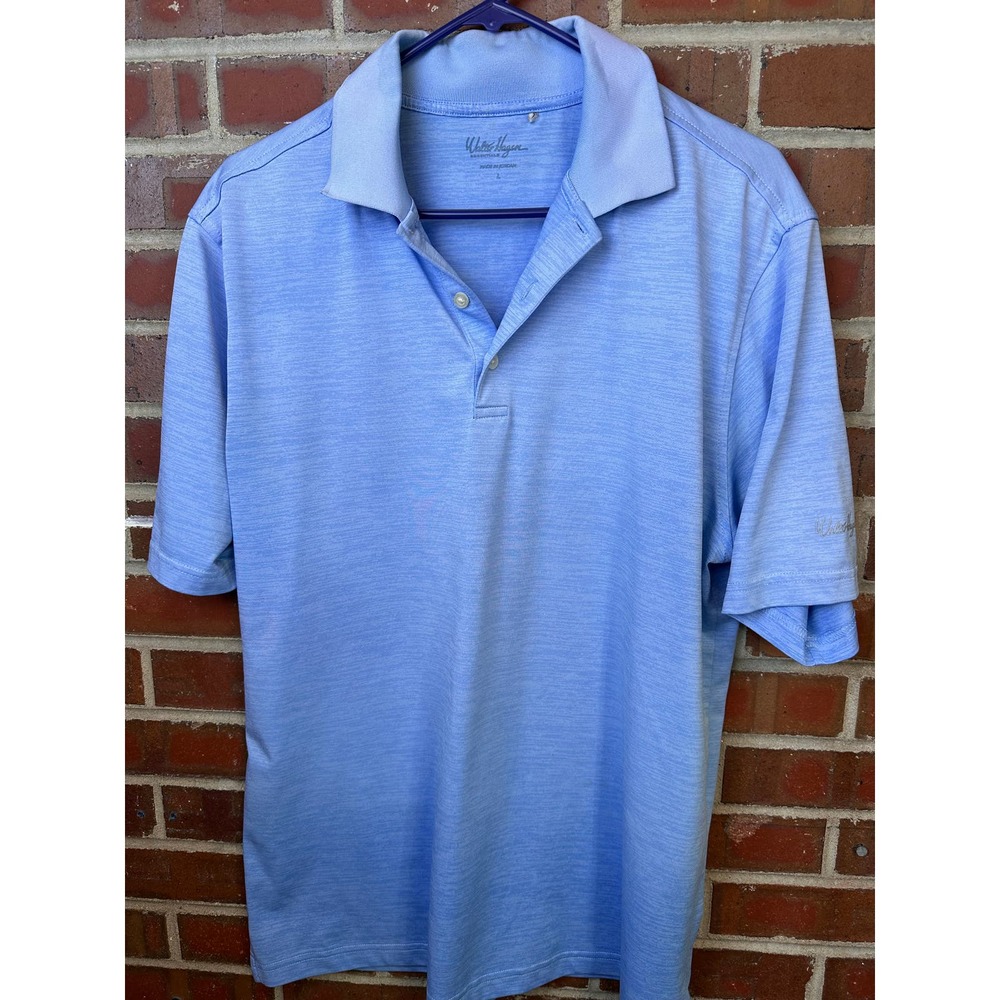 Men's WALTER HAGEN Essentials LG Light Blue Golf Polo Shirt Short Sleeve Comfy